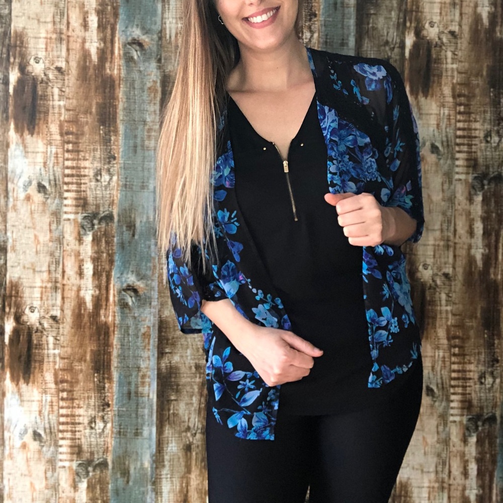 Gorgeous Floral Sheer Short Kimono - Express